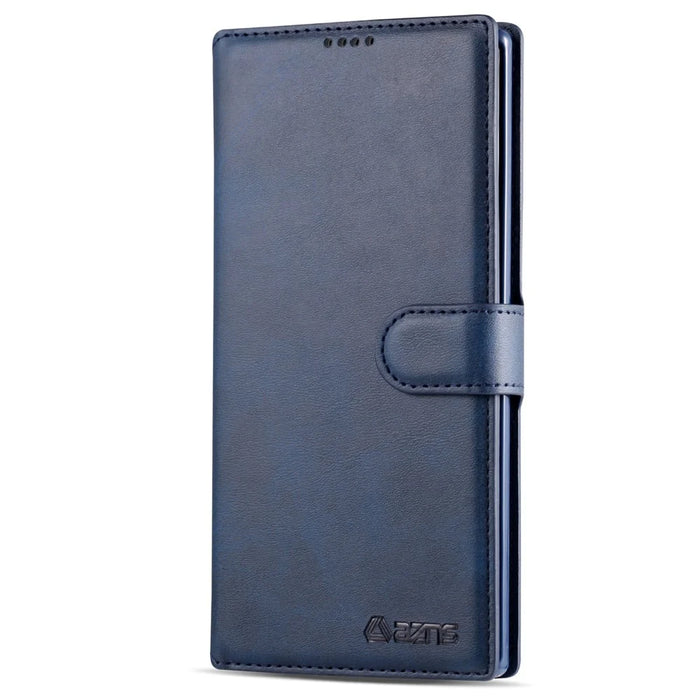 AZNS Leather Wallet Phone Shell for Samsung Galaxy Note 10 Plus / Note 10 Plus 5G - Blue - 2