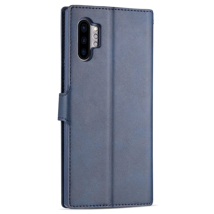 AZNS Leather Wallet Phone Shell for Samsung Galaxy Note 10 Plus / Note 10 Plus 5G - Blue - 3