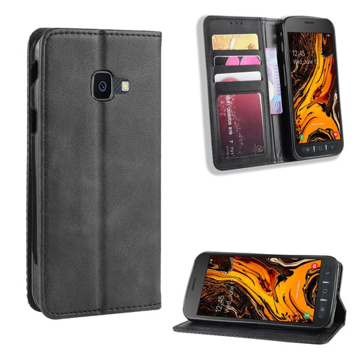 Auto-absorbed Vintage Style PU Leather Wallet Phone Shell for Samsung Galaxy Xcover 4 / Xcover 4s / G398F - Black - 1