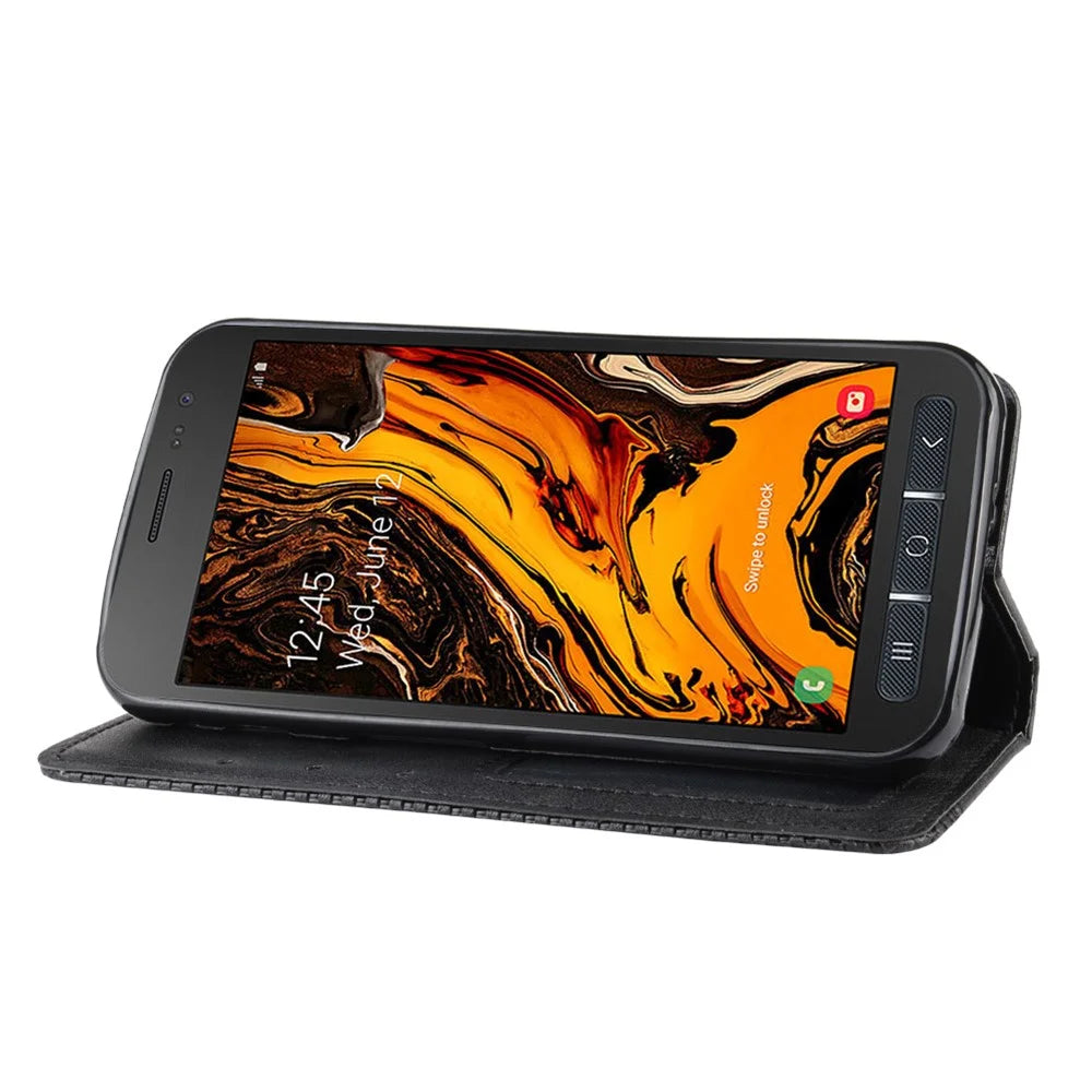 Auto-absorbed Vintage Style PU Leather Wallet Phone Shell for Samsung Galaxy Xcover 4 / Xcover 4s / G398F - Black - 7