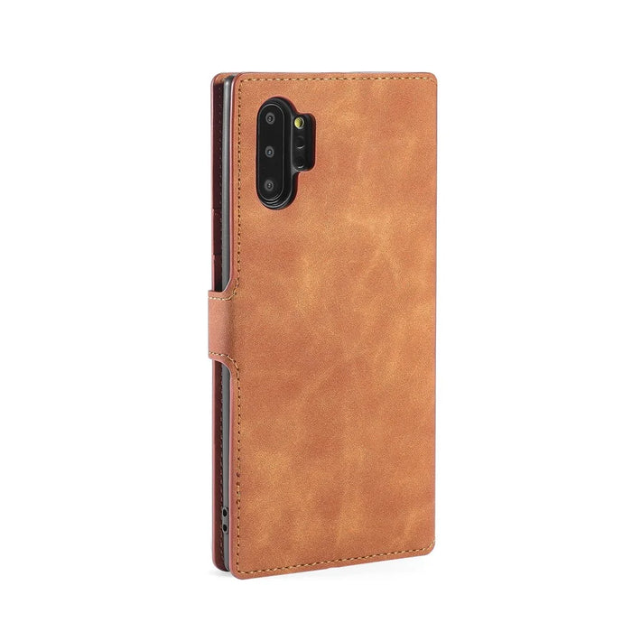 DG.MING Retro Style Leather Wallet Stand Case for Samsung Galaxy Note 10 Plus/Note 10 Plus 5G Brown - 3