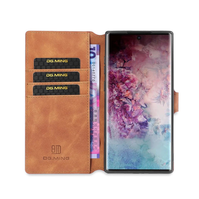 DG.MING Retro Style Leather Wallet Stand Case for Samsung Galaxy Note 10 Plus/Note 10 Plus 5G Brown - 4