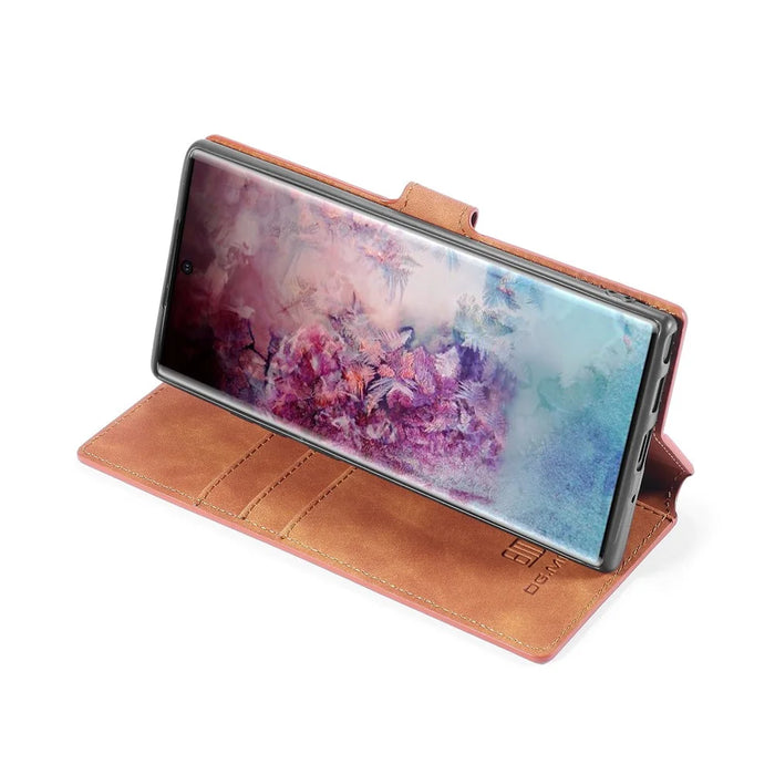 DG.MING Retro Style Leather Wallet Stand Case for Samsung Galaxy Note 10 Plus/Note 10 Plus 5G Brown - 5