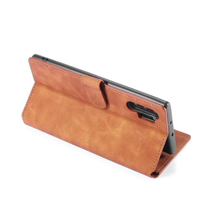 DG.MING Retro Style Leather Wallet Stand Case for Samsung Galaxy Note 10 Plus/Note 10 Plus 5G Brown - 6