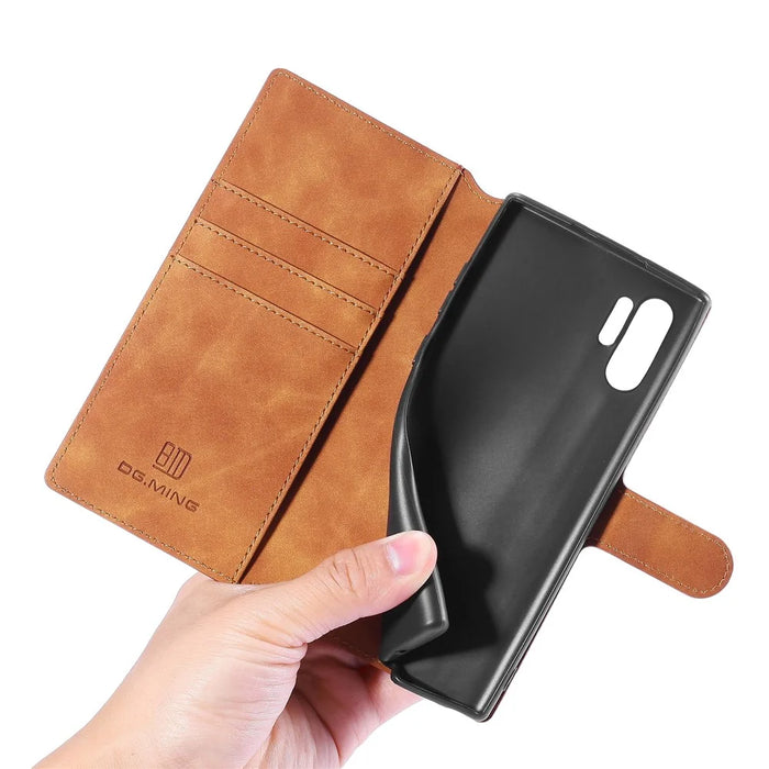 DG.MING Retro Style Leather Wallet Stand Case for Samsung Galaxy Note 10 Plus/Note 10 Plus 5G Brown - 7