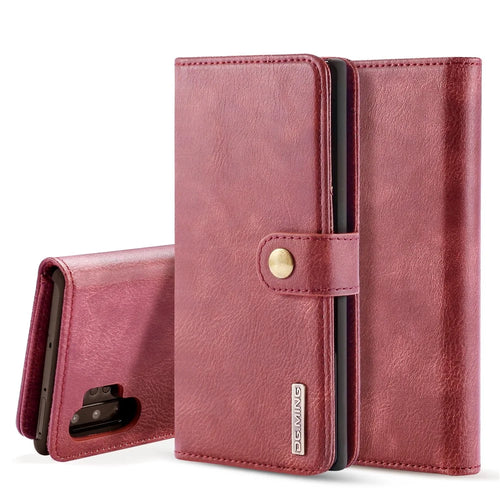 DG.MING Phone Case for Samsung Galaxy Note 10 Plus / Note 10 Plus 5G Detachable 2-in-1 Wallet Split Leather + PC Back Cover - Red - 1