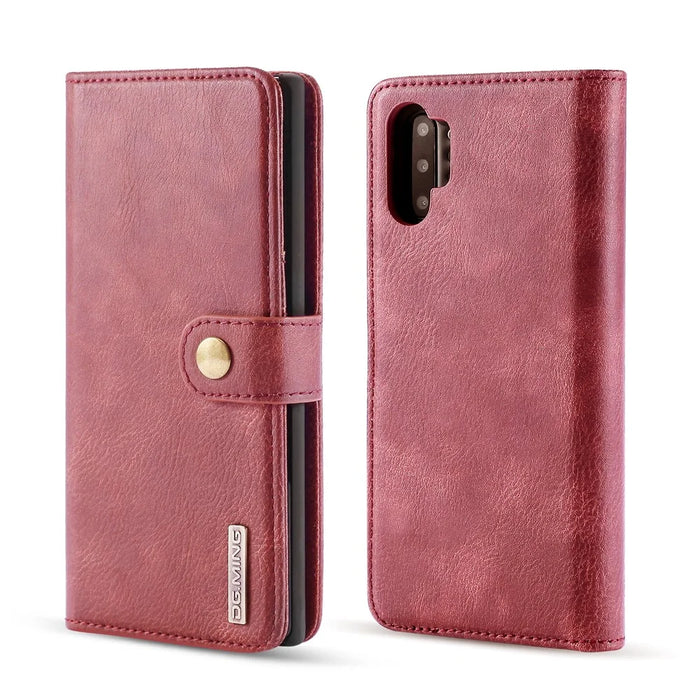 DG.MING Phone Case for Samsung Galaxy Note 10 Plus / Note 10 Plus 5G Detachable 2-in-1 Wallet Split Leather + PC Back Cover - Red - 2
