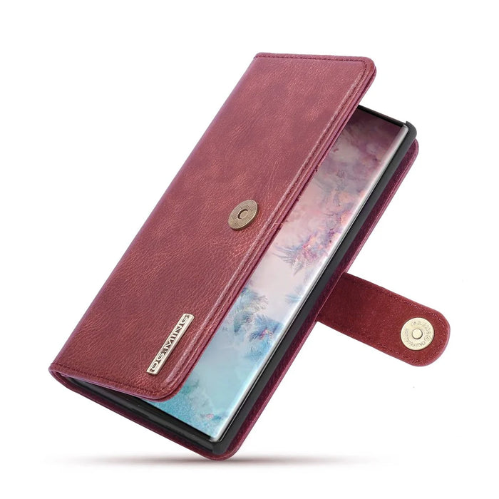DG.MING Phone Case for Samsung Galaxy Note 10 Plus / Note 10 Plus 5G Detachable 2-in-1 Wallet Split Leather + PC Back Cover - Red - 3
