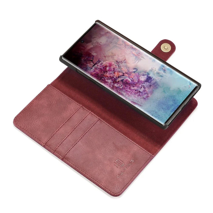DG.MING Phone Case for Samsung Galaxy Note 10 Plus / Note 10 Plus 5G Detachable 2-in-1 Wallet Split Leather + PC Back Cover - Red - 4