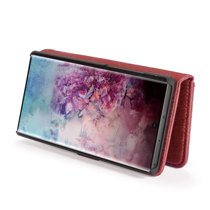 DG.MING Phone Case for Samsung Galaxy Note 10 Plus / Note 10 Plus 5G Detachable 2-in-1 Wallet Split Leather + PC Back Cover - Red - 7