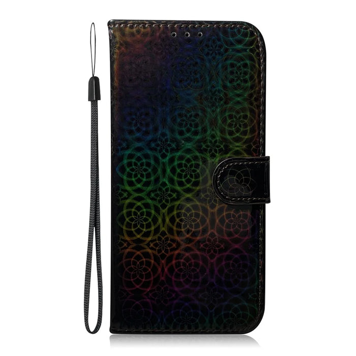 Flower Pattern Leather Wallet Stand Case for Samsung Galaxy A40 - Black - 2