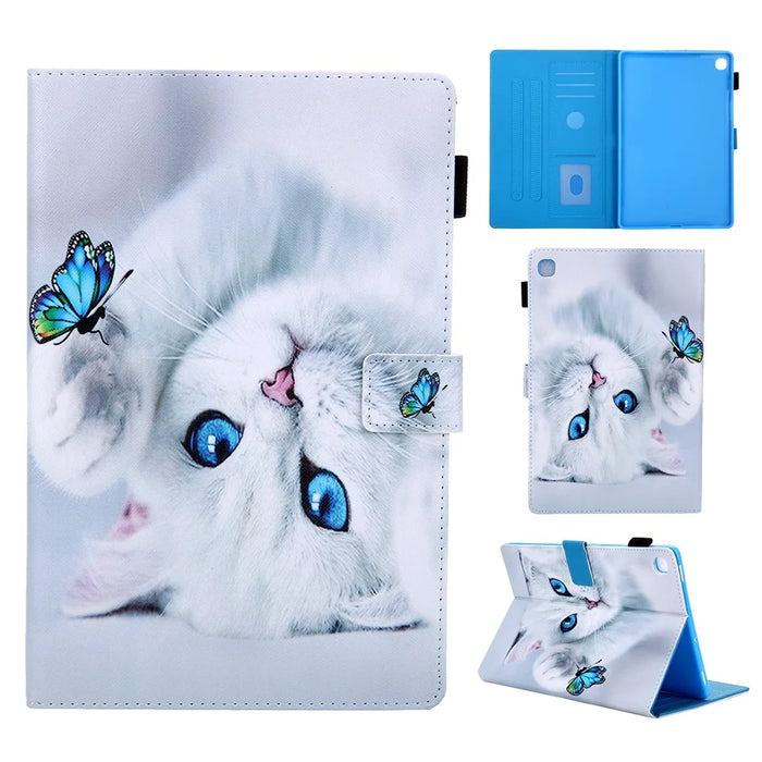 Pattern Printing PU Leather + TPU Stand Tablet Case for Samsung Galaxy Tab S5e SM-T720 - Cat - 1