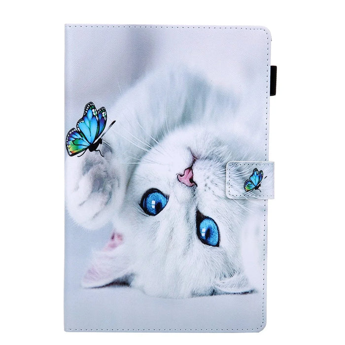 Pattern Printing PU Leather + TPU Stand Tablet Case for Samsung Galaxy Tab S5e SM-T720 - Cat - 2