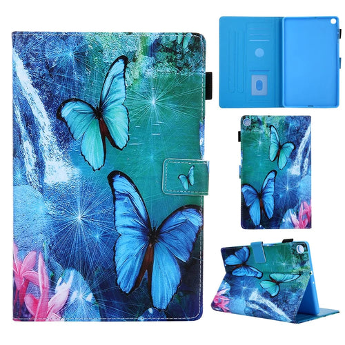 Pattern Printing Leather Stand Tablet Protection Case Cover for Samsung Galaxy Tab A 10.1 (2019) T510 - Blue Butterfly - 1