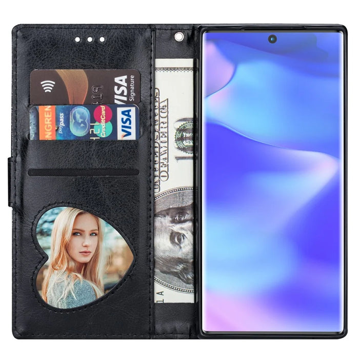 Flash Powder Zippered Stand Leather Wallet Case with Stra[Fingerprint Unlock] for Samsung Galaxy Note 10 Plus/10 Plus 5G - Black - 4