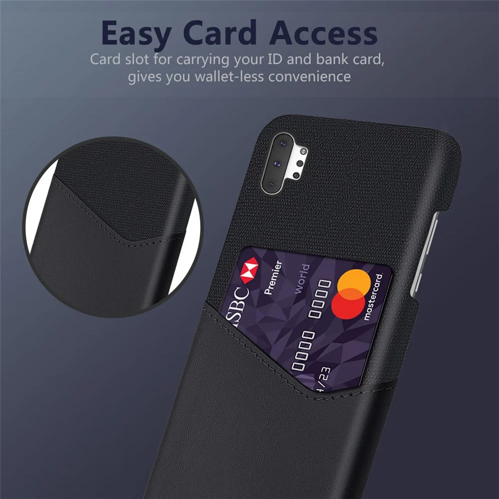 PC + PU + Cloth Hybrid Card Slot Phone Casing for Samsung Galaxy Note 10 Plus / Note 10 Plus 5G - Black - 4