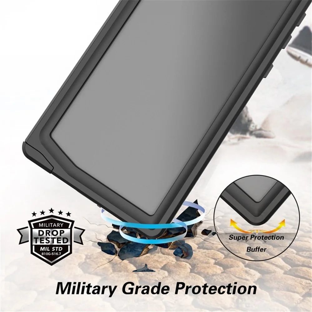 REDPEPPER IP68 Waterproof Protection Phone Case Covering for Samsung Galaxy Note 10 [Support Fingerprint Unlock] [Clear Back] - Black - 4