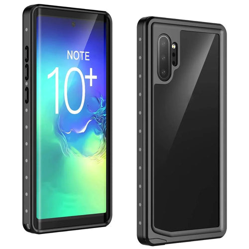 REDPEPPER IP68 Waterproof Phone Case for Samsung Galaxy Note 10 Plus [Support Fingerprint Unlock] [Clear Back] - Black - 1
