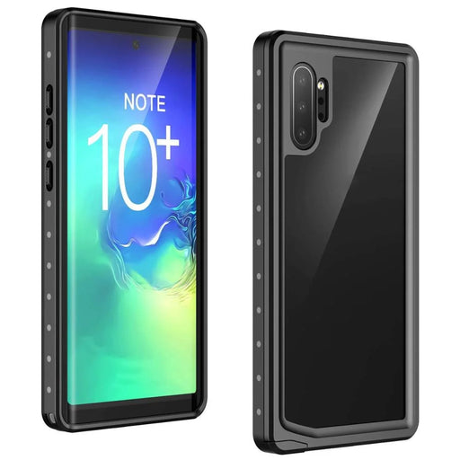 REDPEPPER IP68 Waterproof Phone Case for Samsung Galaxy Note 10 Plus [Support Fingerprint Unlock] [Clear Back] - Black - 1