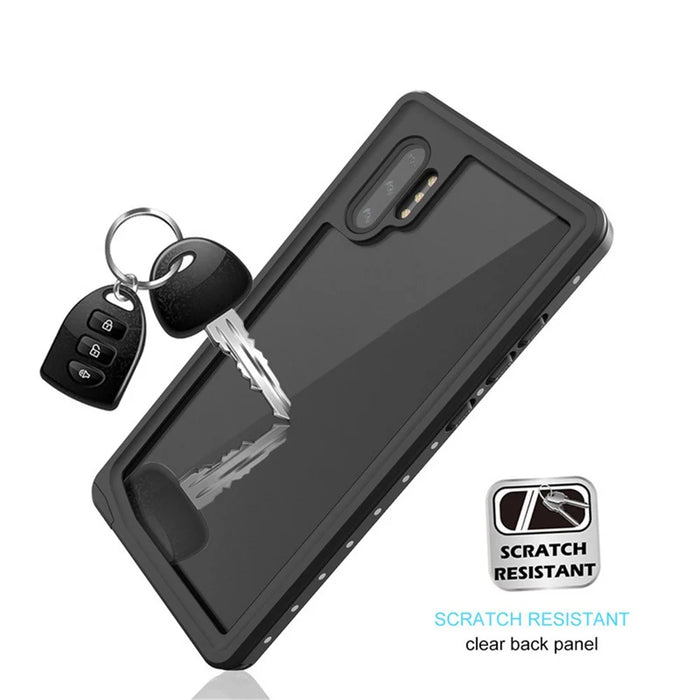REDPEPPER IP68 Waterproof Phone Case for Samsung Galaxy Note 10 Plus [Support Fingerprint Unlock] [Clear Back] - Black - 6