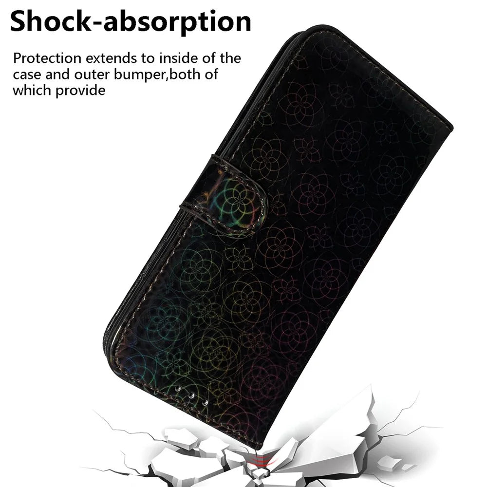 For Samsung Galaxy A80 / A90 Clean Color Flower Pattern Wallet Stand Leather Phone Cover Protective Phone Case with Lanyard - Black - 5