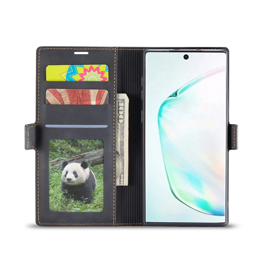 FORWENW Fantasy Series Silky Touch Leather Wallet Case for Samsung Galaxy Note 10 Plus/10 Plus 5G - Black - 3