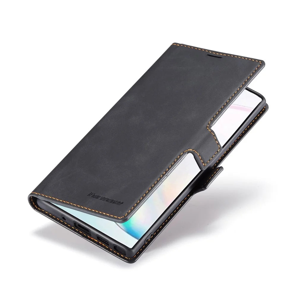 FORWENW Fantasy Series Silky Touch Leather Wallet Case for Samsung Galaxy Note 10 Plus/10 Plus 5G - Black - 5