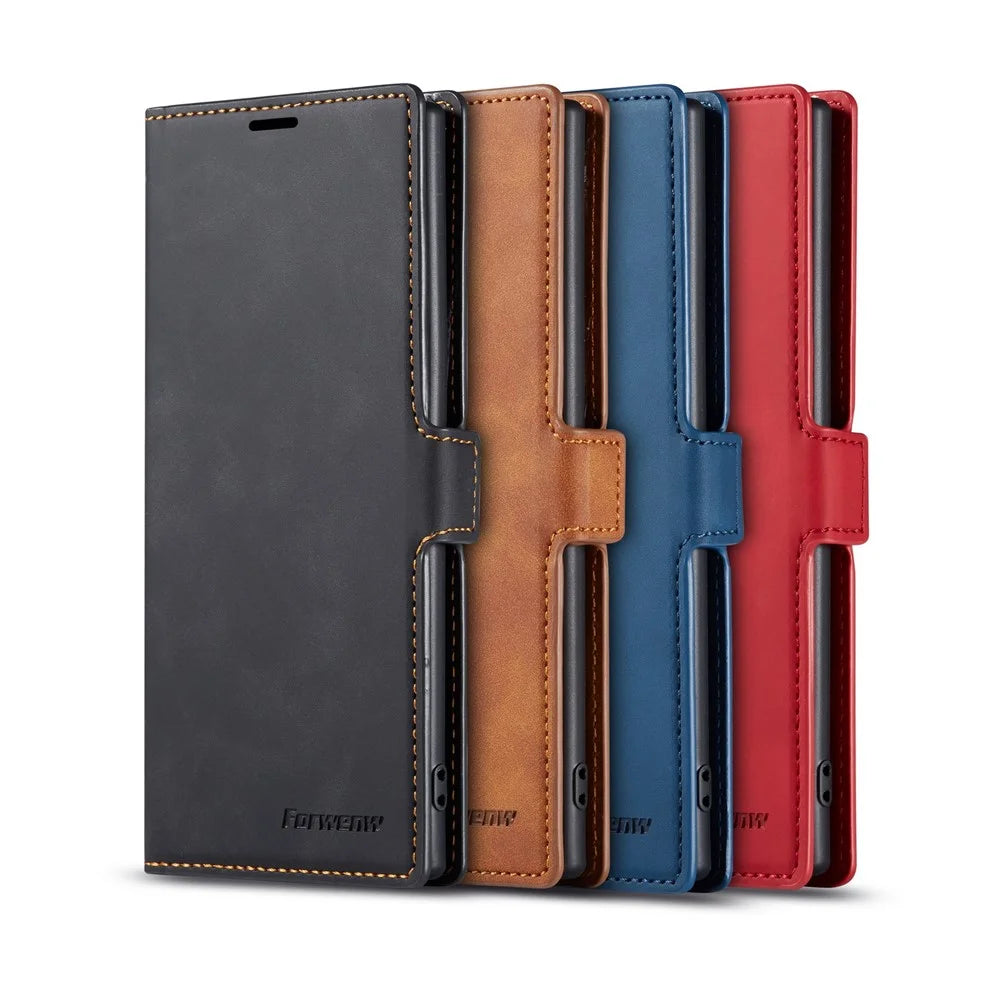 FORWENW Fantasy Series Silky Touch Leather Wallet Case for Samsung Galaxy Note 10 Plus/10 Plus 5G - Black - 7