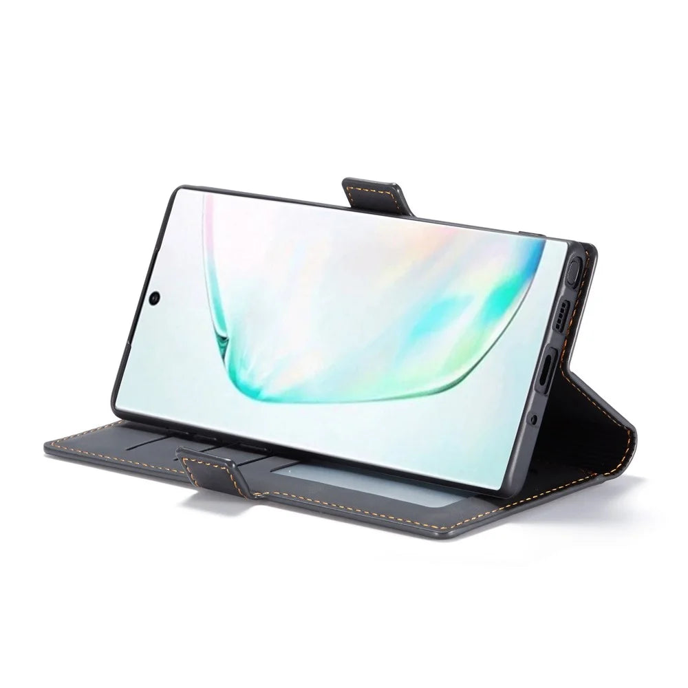 FORWENW Fantasy Series Silky Touch Leather Wallet Phone Case for Samsung Galaxy Note 10/Note 10 5G - Black - 5