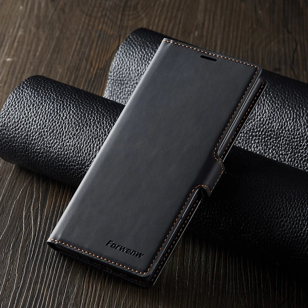 FORWENW Fantasy Series Silky Touch Leather Wallet Phone Case for Samsung Galaxy Note 10/Note 10 5G - Black - 7