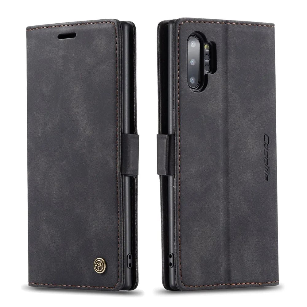 CASEME 013 Series Auto-absorbed Flip Leather Wallet Shell for Samsung Galaxy Note 10 Plus/10 Plus 5G - Black - 2