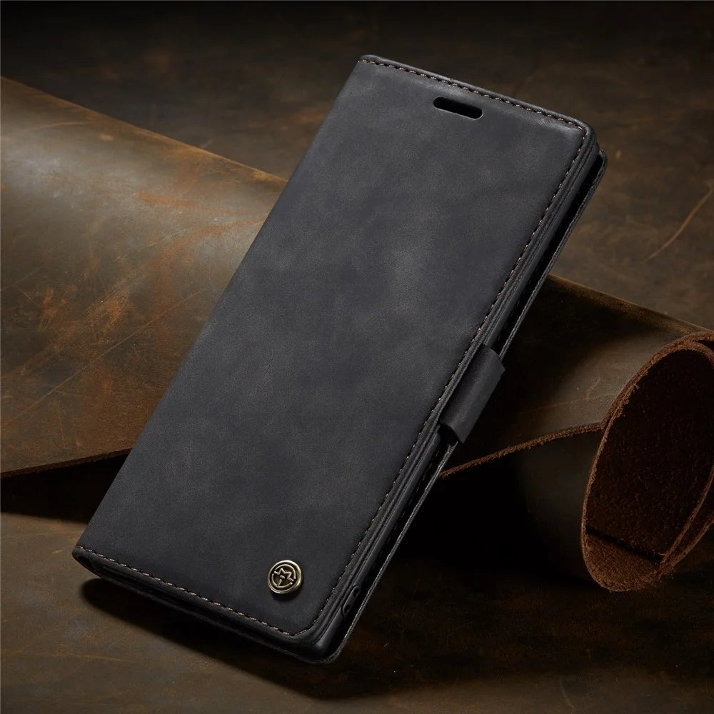 CASEME 013 Series Auto-absorbed Flip Leather Wallet Shell for Samsung Galaxy Note 10 Plus/10 Plus 5G - Black - 7