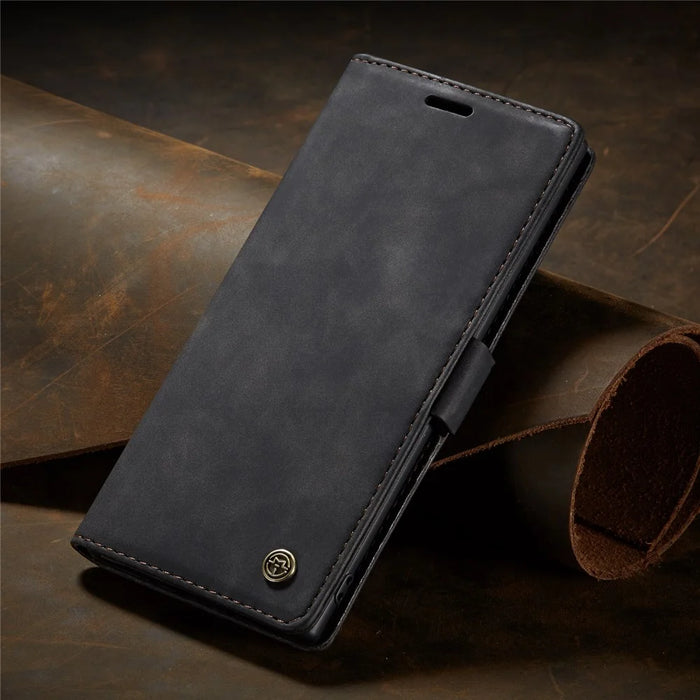 CASEME 013 Series Auto-absorbed Flip Leather Wallet Shell for Samsung Galaxy Note 10 Plus/10 Plus 5G - Black - 7