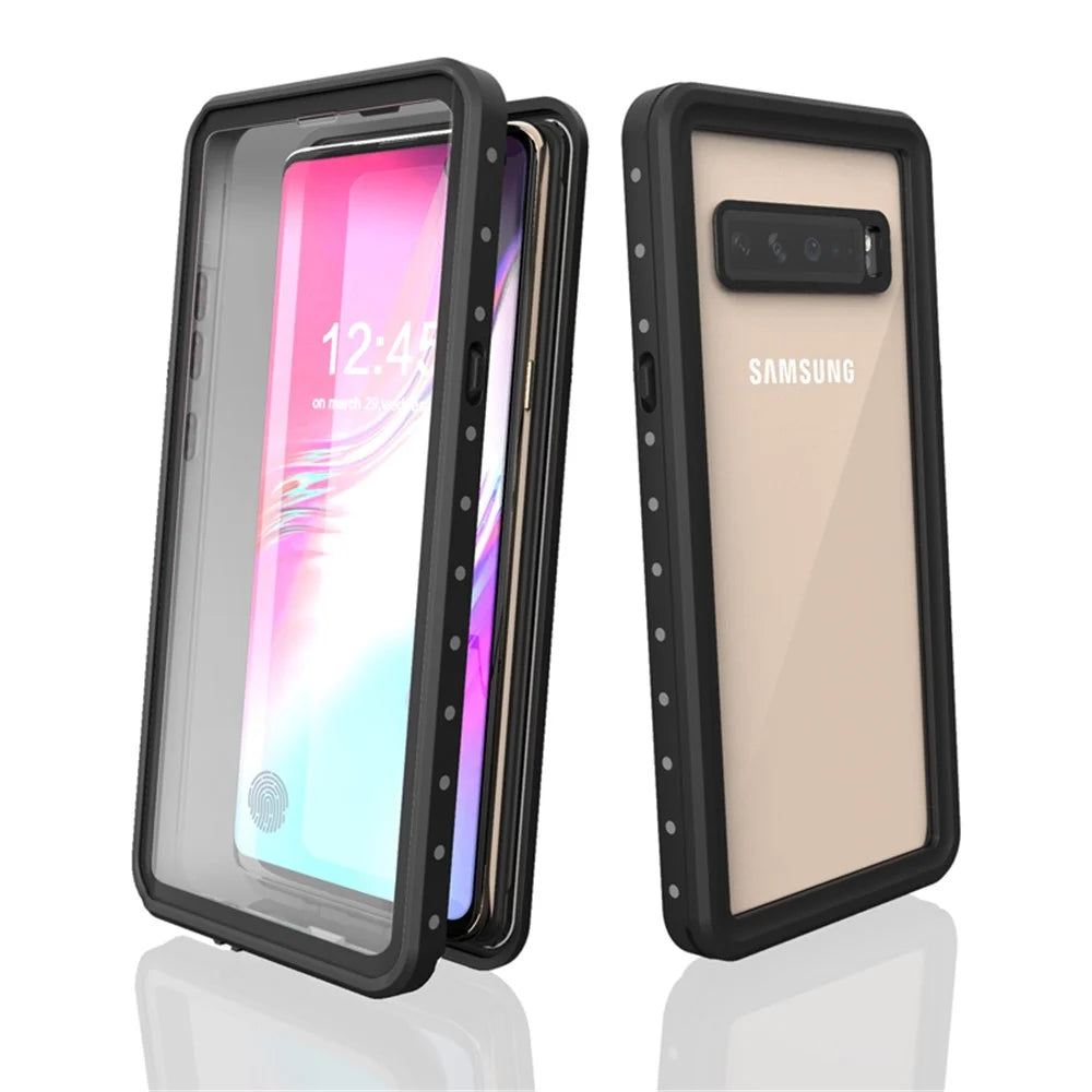 REDPEPPER IP68 Waterproof Cell Phone Case with Fingerprint Unlock Clear Back Cover for Samsung Galaxy S10 5G - 1