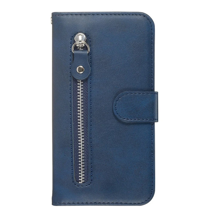 Zipper Pocket Magnetic Leather Wallet Case for Samsung Galaxy S10e - Blue - 3
