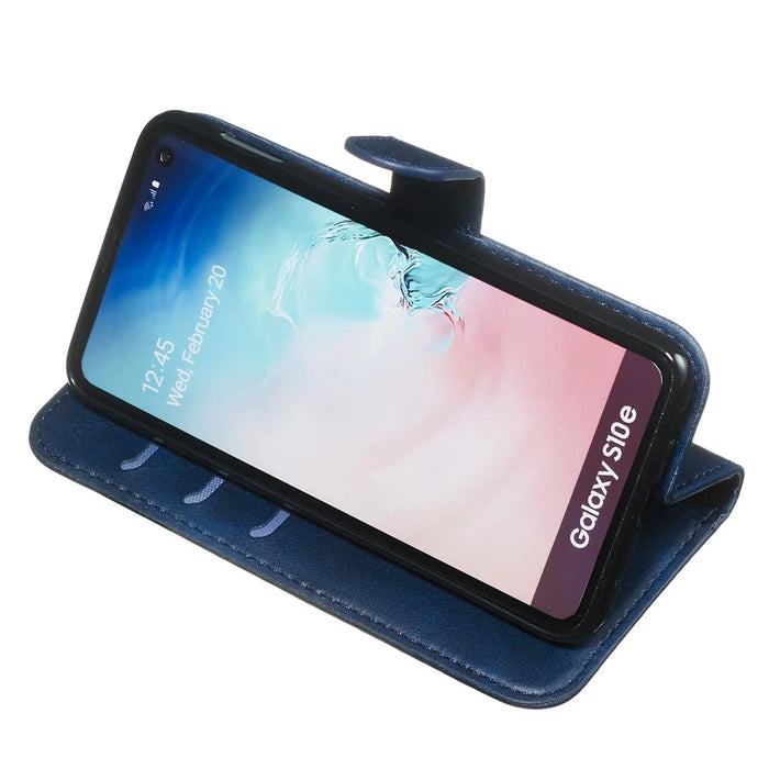 Zipper Pocket Magnetic Leather Wallet Case for Samsung Galaxy S10e - Blue - 6