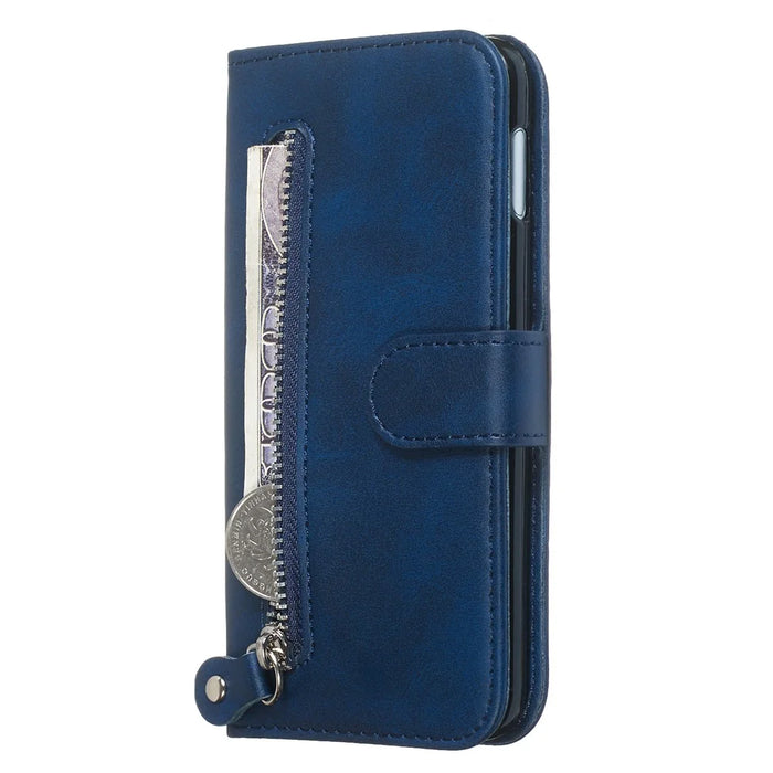 Zipper Pocket Magnetic Leather Wallet Case for Samsung Galaxy S10e - Blue - 7