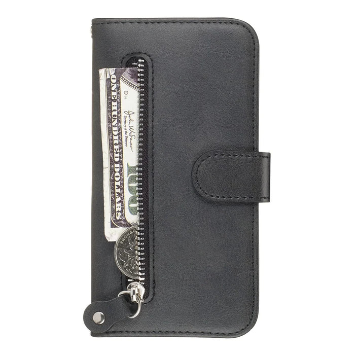 Zipper Wallet Leather Stand Protective Phone Casing with Stand for Samsung Galaxy S10 Plus - Black - 2