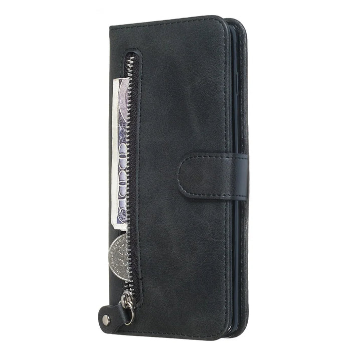 Zipper Wallet Leather Stand Protective Phone Casing with Stand for Samsung Galaxy S10 Plus - Black - 7