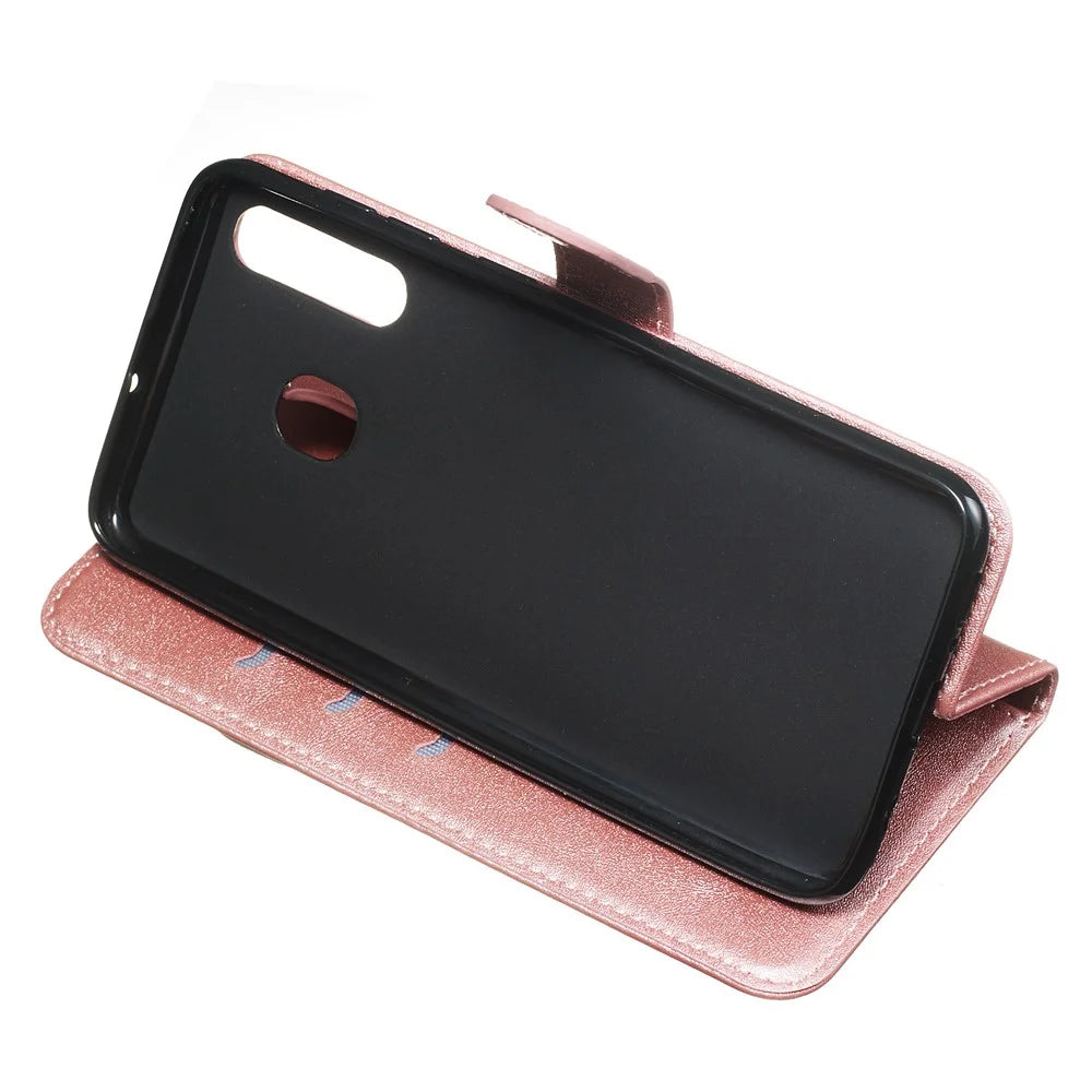Zipper Pocket Leather Wallet Stand Case for Samsung Galaxy A20/A30 - Rose Gold - 6