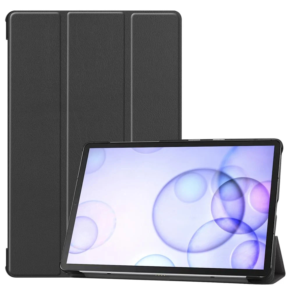 Stable Tri-fold Stand Stand Leather Case Smart Tablet Cover Shell for Samsung Galaxy Tab S6 T860 (Wi-Fi) / T865 (LTE) - Black - 1
