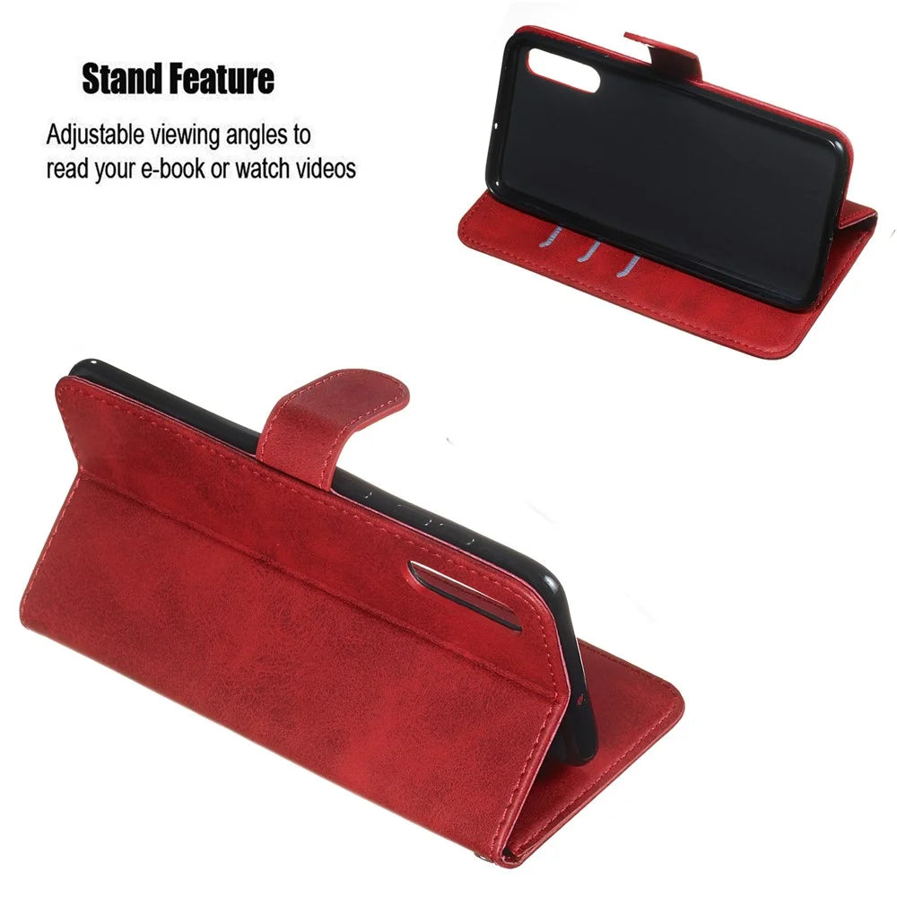 Zipper Pocket Wallet Stand Flip Leather Phone Cover for Samsung Galaxy A50/A50s/A30s - Red - 5