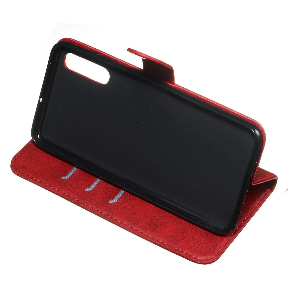 Zipper Pocket Wallet Stand Flip Leather Phone Cover for Samsung Galaxy A50/A50s/A30s - Red - 6