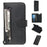 Zipper Pocket Wallet Stand Flip Leather Phone Cover for Samsung Galaxy A80/A90 - Black - 1