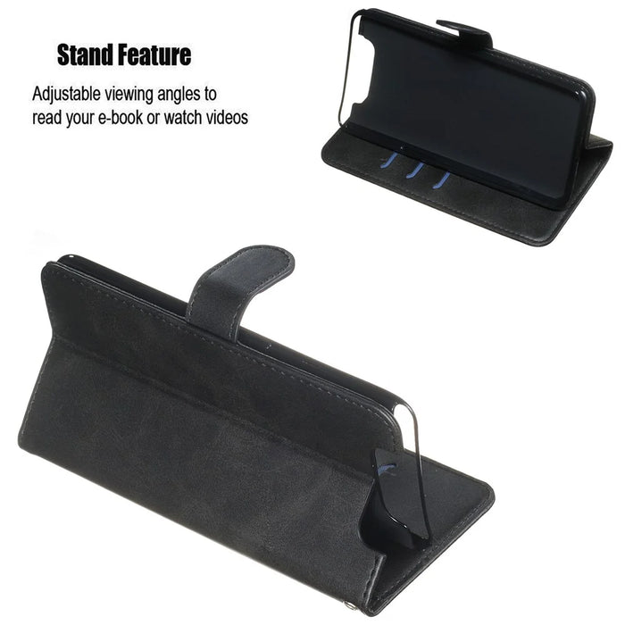 Zipper Pocket Wallet Stand Flip Leather Phone Cover for Samsung Galaxy A80/A90 - Black - 5