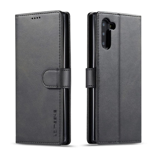 LC.imeeke Leather Stand Wallet Stand Phone Case Cover for Samsung Galaxy Note 10/Note 10 5G - Black - 1