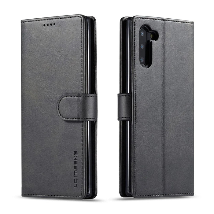 LC.imeeke Leather Stand Wallet Stand Phone Case Cover for Samsung Galaxy Note 10/Note 10 5G - Black - 1