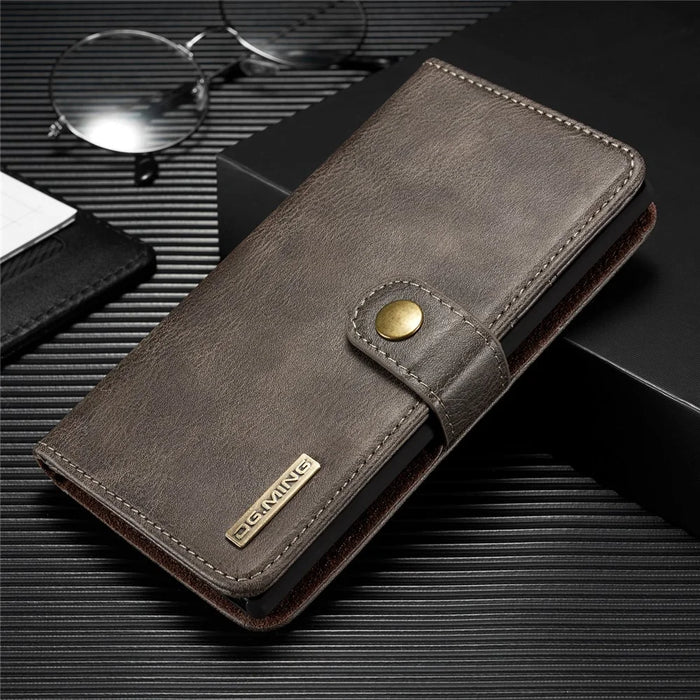 DG.MING Detachable Split Leather Wallet Cover + PC Hard Shell for Samsung Galaxy Note 10 / Note 10 5G - Grey - 3