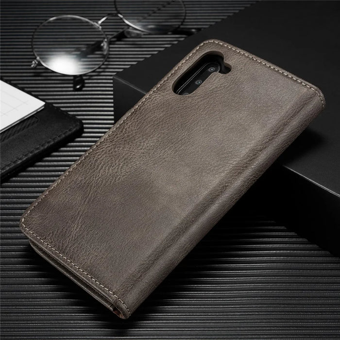 DG.MING Detachable Split Leather Wallet Cover + PC Hard Shell for Samsung Galaxy Note 10 / Note 10 5G - Grey - 4