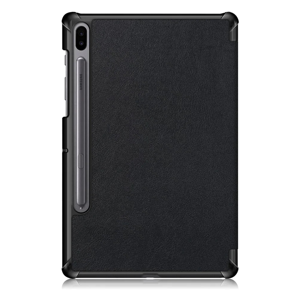 Protective Case for Samsung Galaxy Tab S6 T860/T865 Scratch Resistant PU Leather Tri-fold Stand Smart Tablet Cover - Black - 3